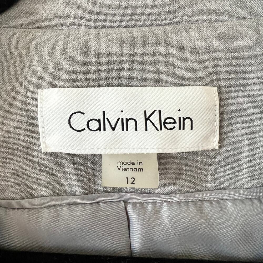 Calvin Klein Grey Stretch Blazer Jacket Womens 12 Career Professional Classic - Picture 6 of 11